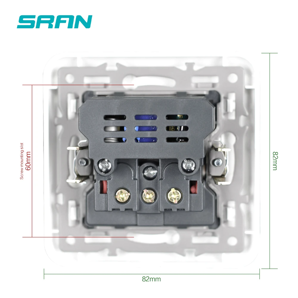 SRAN настенная розетка USB Socket 220 16A Огнеупорная панель ПК подходит для ЕС Монтажная