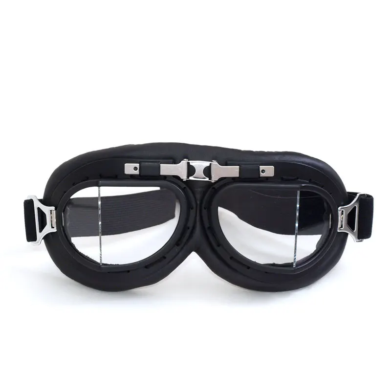 black white-clear MJMOTO черные винтажные мотоциклетные очки анти-УФ очки для катания на лыжах сноуборде MX ATV Скутер мотоциклетный шлем очки - Цвет: black white-clear