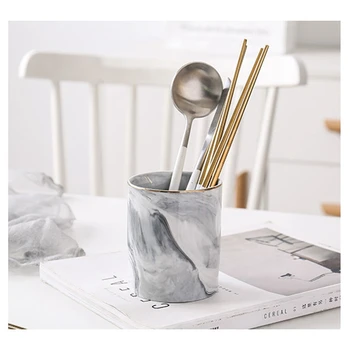 

Marble Pattern Ceramic Pencil Case Makeup Brush Case Storage Case Storage Case Knife Fork Case Soft Package