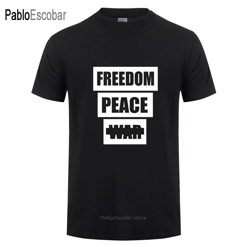 Летняя модная футболка для мужчин/женщин с коротким рукавом и надписью Freedom Peace No