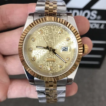 

ROLEEXY Embossing dial gold bezel DATE-JUST oyster steel stylish watch