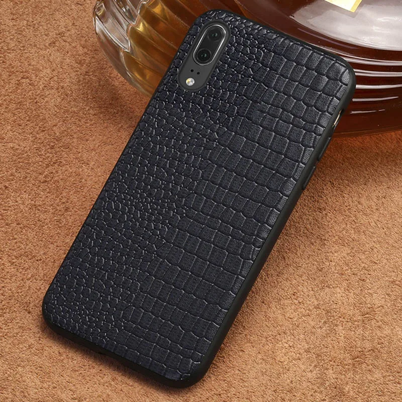 Blue Воловья кожа чехол для телефона для Huawei Mate 9 10 20 Pro P10 P20 P30 lite CrocodileTexture задняя крышка для Huawei Honor 8X9 10 чехол - Цвет: Blue