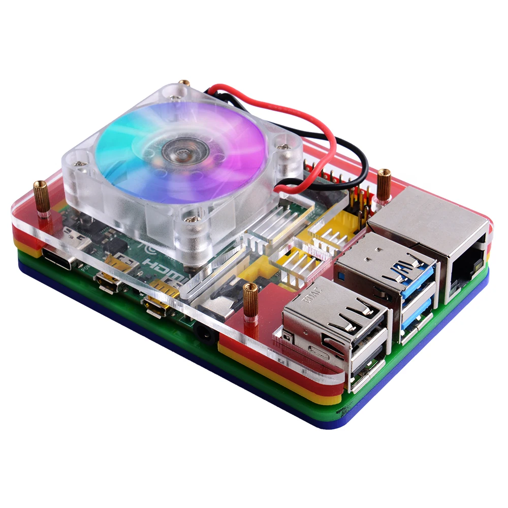 Raspberry Pi 4 охлаждающий вентилятор 40x40x10 V2.0 супер теплоотвод 7 цветов легкий для 4B /3B +