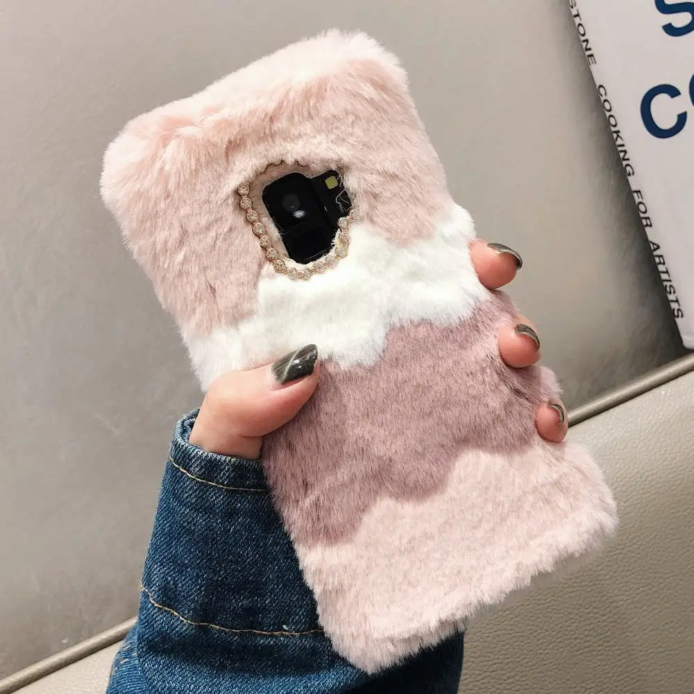 Розовый Роскошный меховой чехол для samsung S9 S8 S10 плюс S10E S7 край милый плюшевый силиконовый мягкий чехол для телефона samsung Galaxy Note 8 9 A6 A7 A8 J4 J6 - Цвет: Розовый