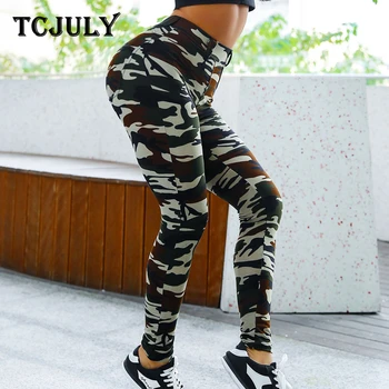 

TCJULY New Design Camo Leggings High Waisted Push Up Workout Pants Breathable Quick Dry Stretchy Flex Slim Leggins Fitness Women