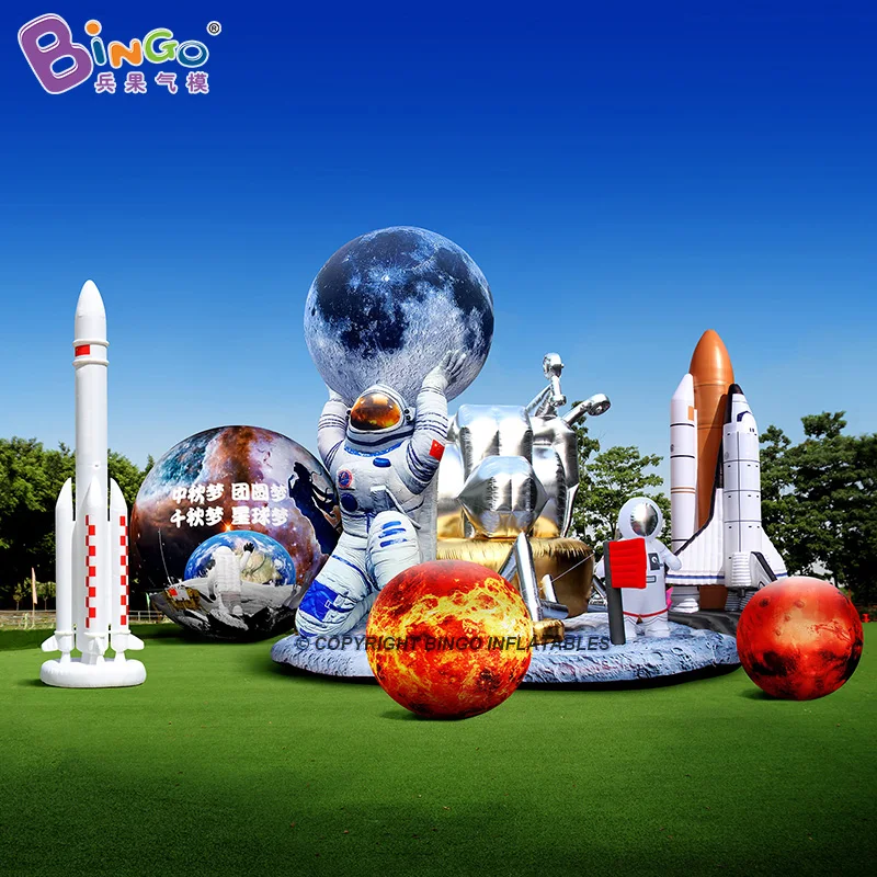 

Personalized 5 Meters High Inflatable Astronaut Holding The Moon Balloon For Show Decoration Toys - BG-Z0354