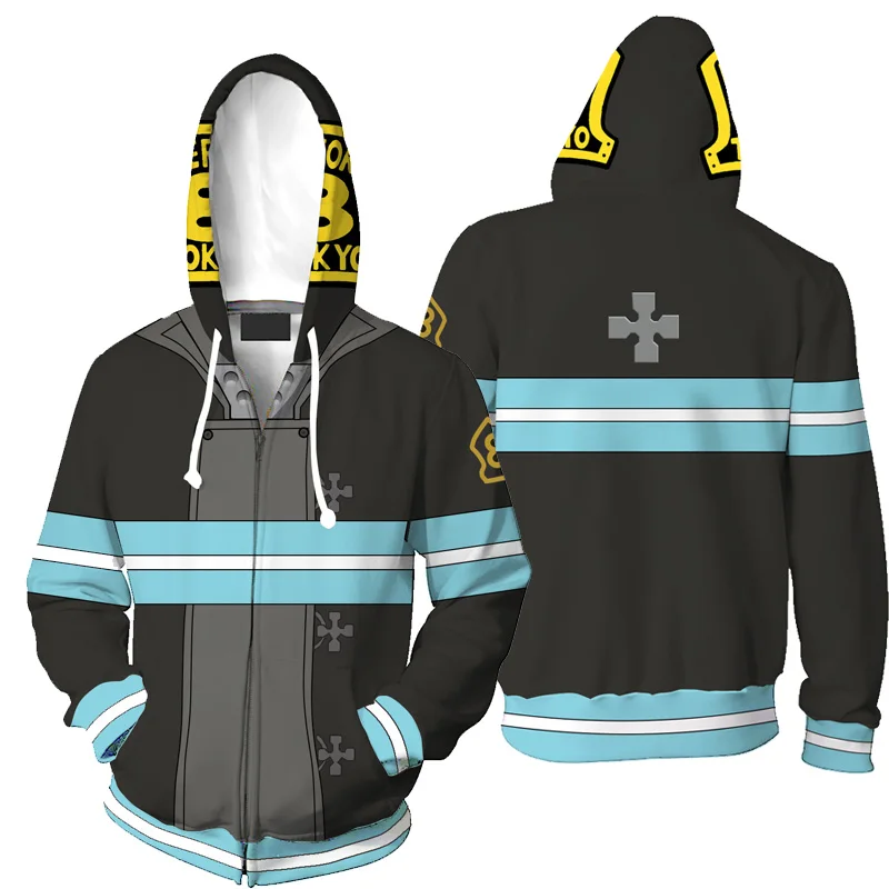 Zipper Style Костюм из аниме «огненная сила», костюм пожарного корпуса, косплей, Тамаки котацу, толстовка с капюшоном, мужская форма пожарной команды, толстовки с капюшоном - Цвет: Zipper Style