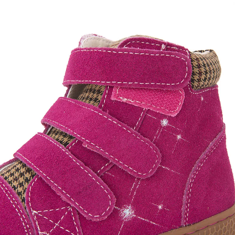 Baratos Zapatos de cuero marca PEKNY BOSA botas para niñas zapatos descalzos botines de leopardo botas rosas tamaño EE. UU. 7 3,5