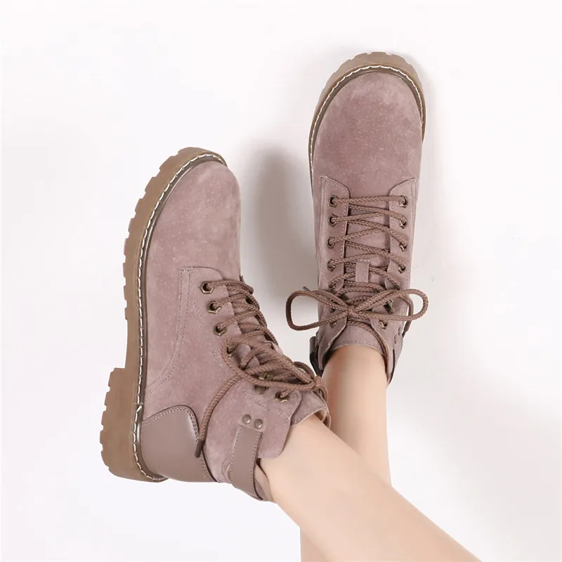 New Winter Boots Women 2020 Fashion Genuine Leather Ankle Boots Wearproof Woman Warm Female Boots Shoes Botas Mujer 942388