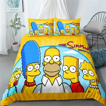 

Funny Simpson Bedding Set Cartoon Duvet Cover Set Pillowcase Luxury Adult Kids Bed Cover Set Twin Queen King Comforter Cover Set