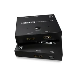 Commutateur bidirectionnel 8K HD 2.1, compatible HDMI, 8K @ 60Hz 4K @ 120Hz, 1 en 2 en 1 sortie, haute vitesse, 48Gbps, pour Xbox X PS5 