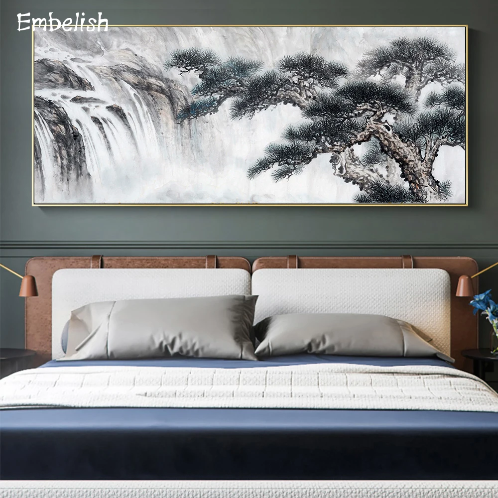 1 Pieces Chinese Style Trees Landscape Wall Posters For Living Room Modern Home Decor Pictures HD Print Canvas Oil Paintings | Дом и сад
