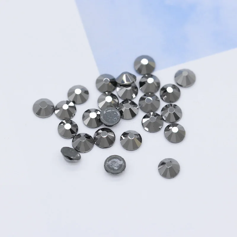 Hematite 144p 5A SS12-ss30 41-Цвета гладить на Стразы с прямой основой с украшением в виде кристаллов Стразы с плоской задней частью, горячая фиксация, супер яркие Стразы Стекло камень для одежды ремесло - Цвет: Hematite