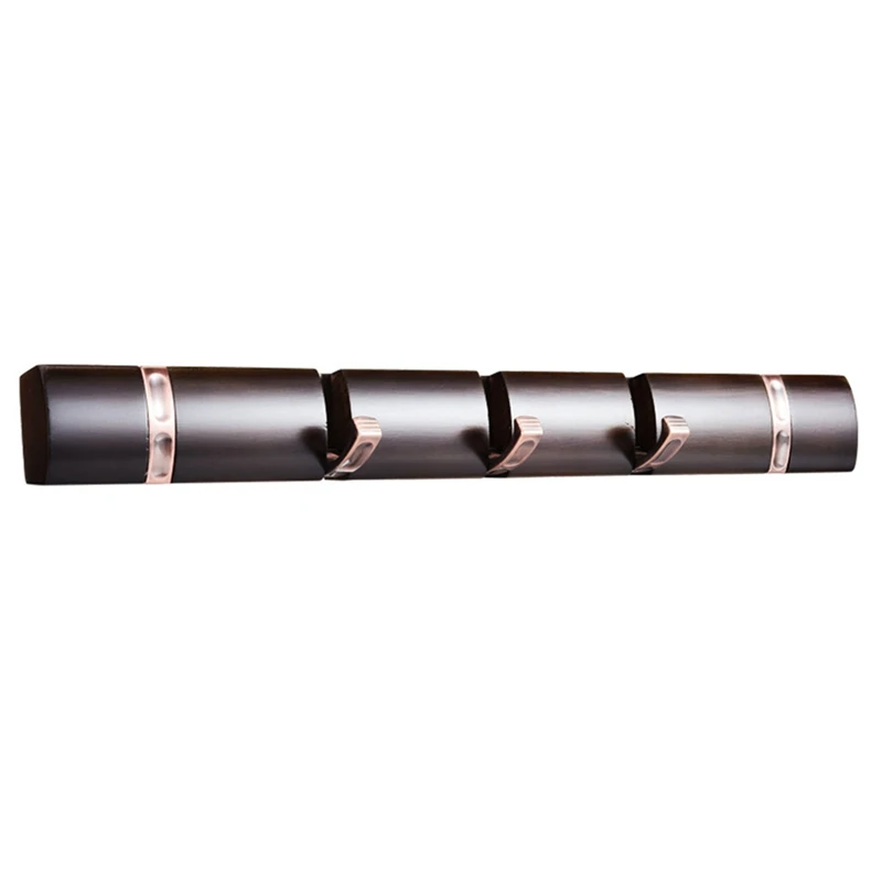 Hot Sale New Wooden Towel Hanger Wall Mount Holder Door Hook Rack Foldable Coat Hat - Цвет: Coffee
