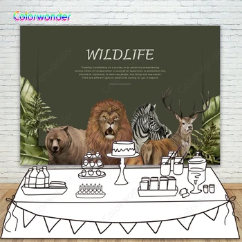 

Jungle Safari Backdrop African Tropical Forest Photography Background Wildlife Animals Theme Party Banner Happy Birthday Decors