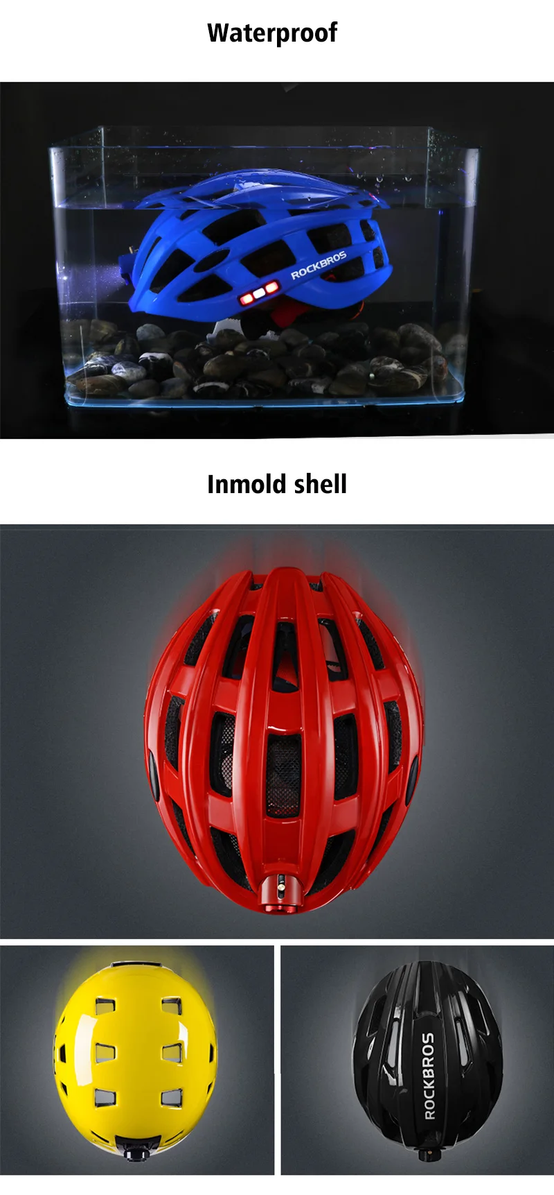 Rockbros, водонепроницаемый светильник, велосипедный шлем, для горной дороги, MTB, велосипедный шлем, для мужчин и женщин, регулируемый, 49-59 см
