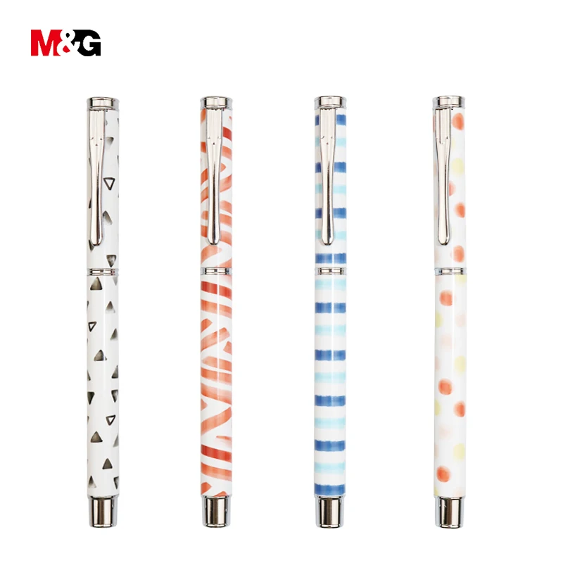 

M&G 4 Color Plain ink full metal fountain pen for school smooth nib Sample office stationery high quality gift pens for writing