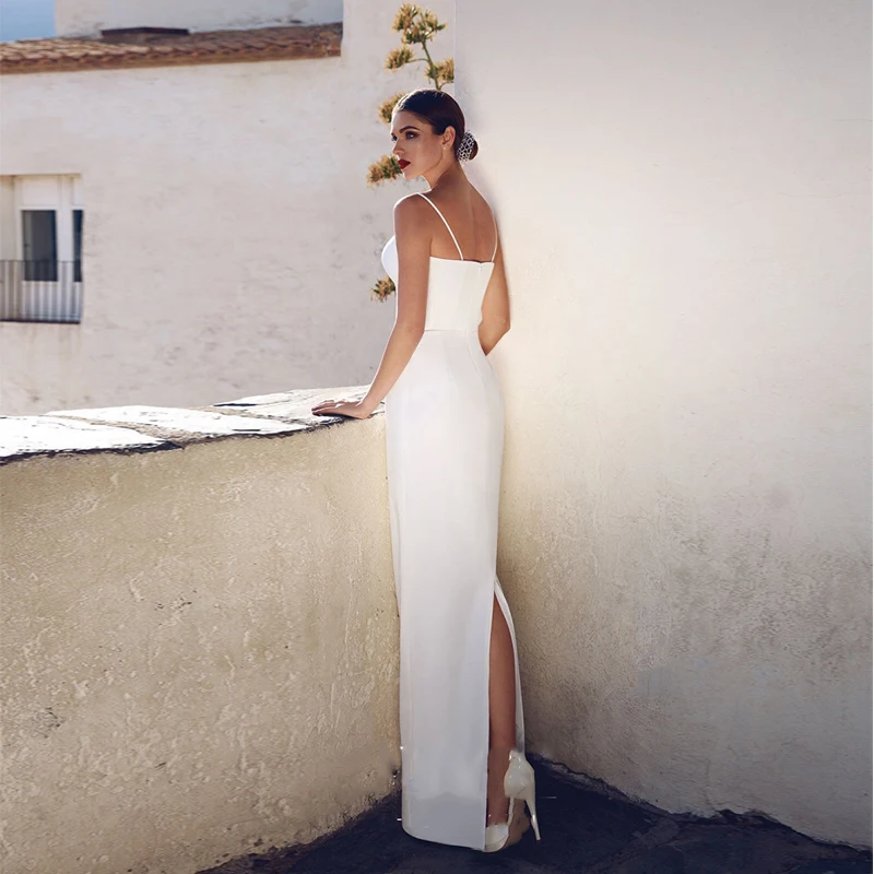 Свадебное платье Verngo Shwath, свадебное платье с разрезом сзади, винтажное свадебное платье на тонких бретельках, простое платье для невесты, Vestido Longo Gelinlik