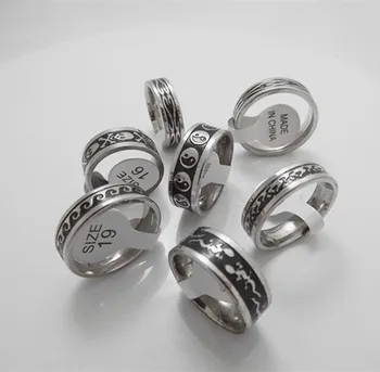 

Wholesale 50 pcs 4mm 6mm Fashion Black Antique Stainless steel Couple Rings