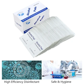 

Portable 100PCS Professional Alcohol Swabs Pads Wet Wipes 70% Isopropyl First Aid Home Skin Cleanser Sterilization(