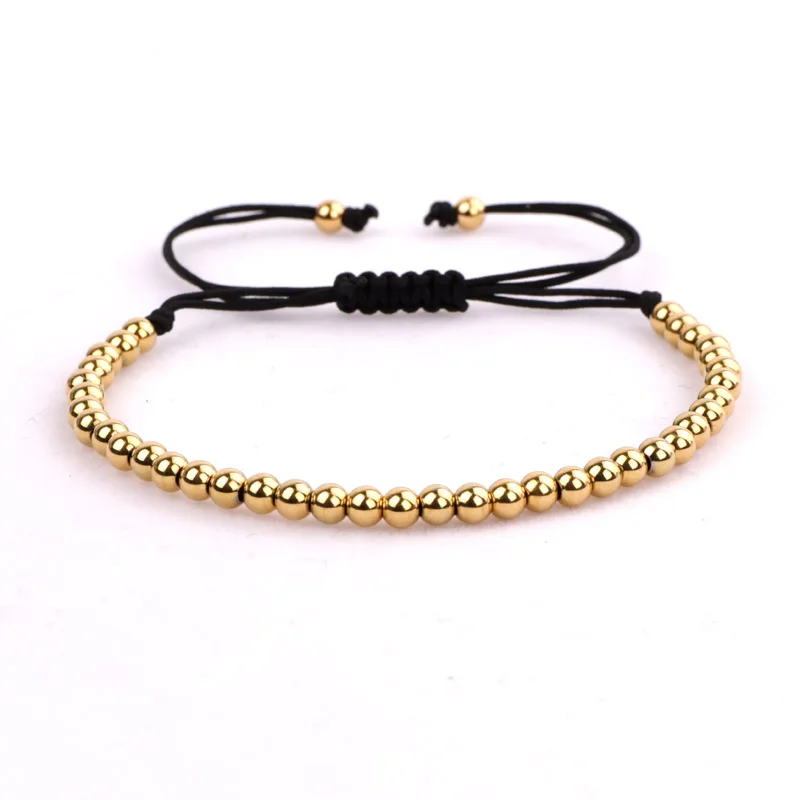 Fashion Beads Women Men Jewelry New Design Small 4mm Gold Stainless Steel Beads DIY Letters Inspired Bracelet Women Men