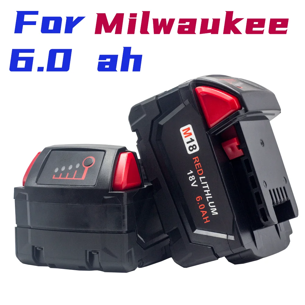 Suitable For Milwaukee M18 Battery 18v 6.0AH M18B2 M18B4 L50 Cordless Power Tool Battery + Charger Set Strong Power