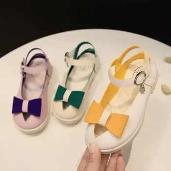 

New Spring Summer Children Casual Shoes Girls Sandals Sequins Bowtie Princess leather shoes Girls Shoes dance Performance shoes