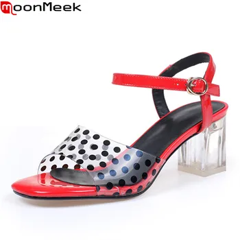 

MoonMeek 2020 big size 33-43 women pumps fashion classic party wedding shoes transparent high heels 3 colors women sandals