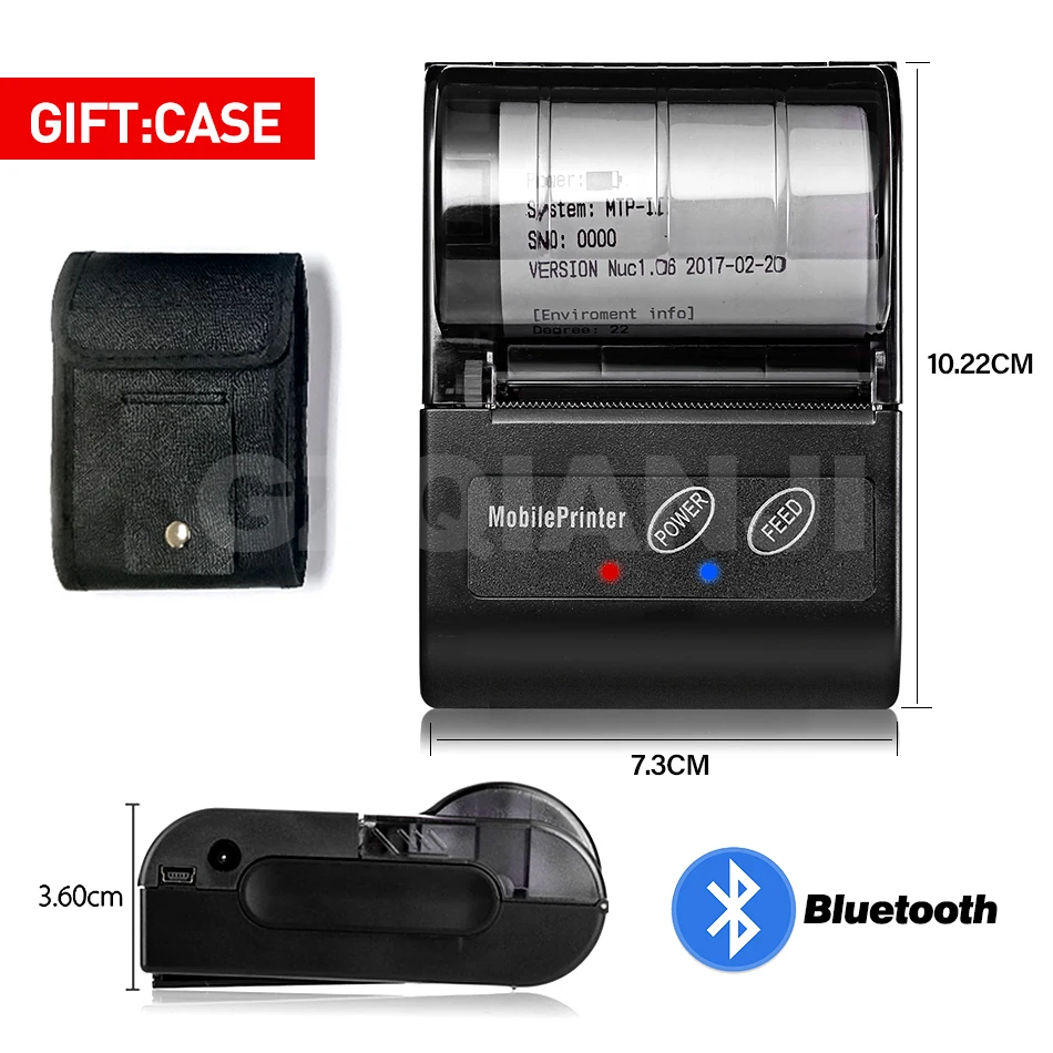 

POS Bluetooth Printer Mobile Mini Portable Thermal Receipt Printer Handheld Pos Printers Bluetooth for android iOS Double System