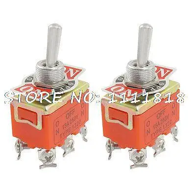 

2 Pcs AC 250V 15 Amp 15A ON-OFF-ON DPDT Latching Toggle Switch w 6 Terminals