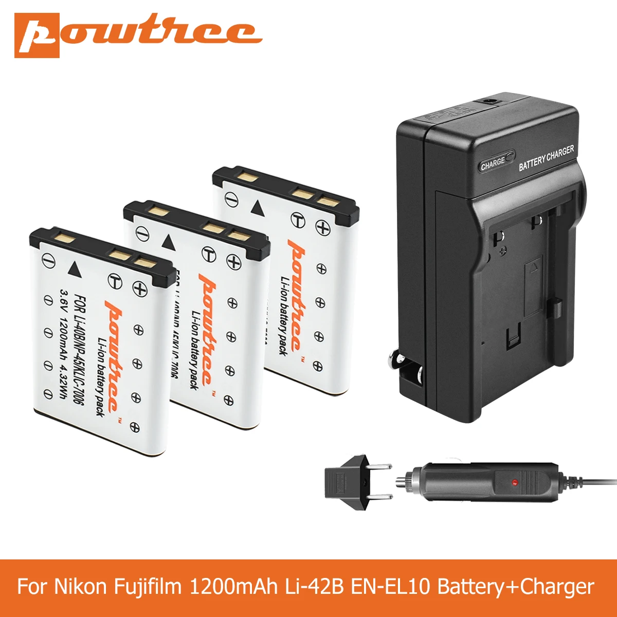 POWTREE 1.2Ah Li 40B NP45 42B EN EL10 RU ENEL10 цифровой Камера Батарея + Зарядное устройство для