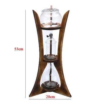 

600ml Cold Brew Coffee Maker Cold Drip Ice Syphon Coffee Pot Glass Dutch Brew Machine with Wood Frame Home Kitchen Coffee Tools