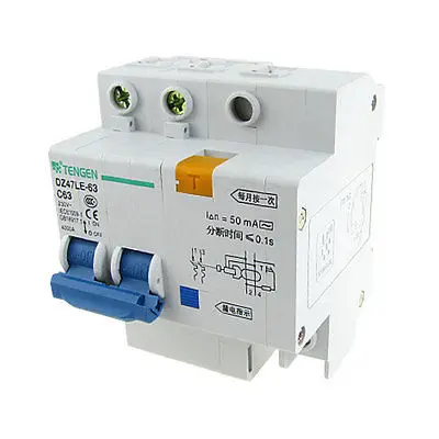 4000A разрывная Емкость 2P+ N прерыватель цепи при утечке на землю AC 230V 63A