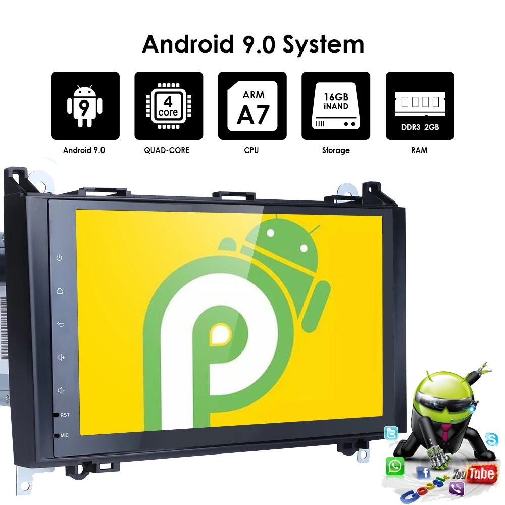 Sale Ossuret Android 9.0 2Din Car DVD GPS for Mercedes Benz B200 A B Class W169 W245 Viano Vito W639 Sprinter W906 Wifi BT FM/AM SWC 4