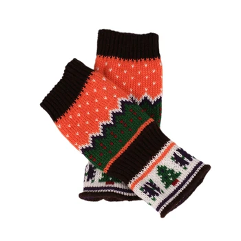 

New Women's Warm Embroidered Winter Gloves Christmas Knitted Long Hand Gloves Fingerless Gloves For Women Girl