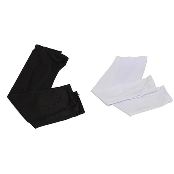 

2 Pair Summer Arm Warmers Fingerless Sun Protection Arm Warmers Bike Car Sleeve -Black & White