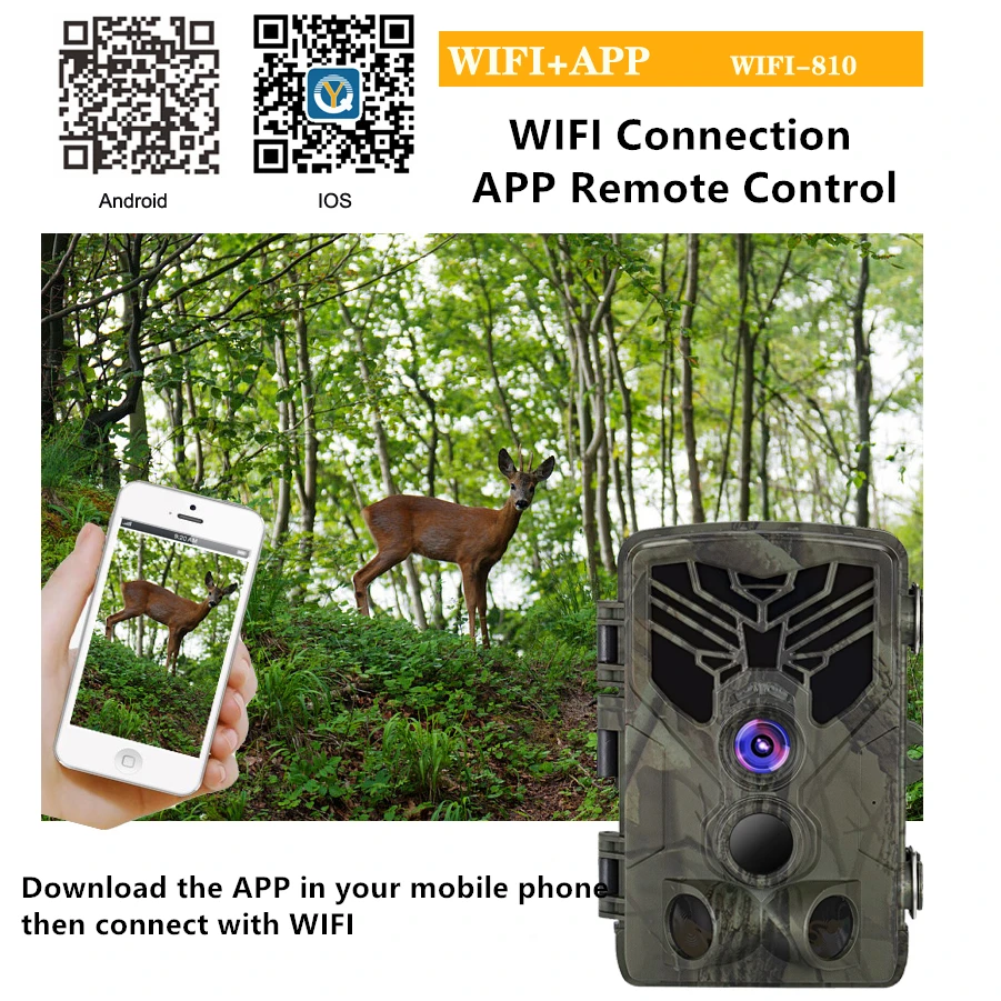 

Hunting Trail Camera-WiFi Wildlife Camera With Night Vision Motion Outdoor Waterproof Trail Camera Trigger Wildlife Scouting
