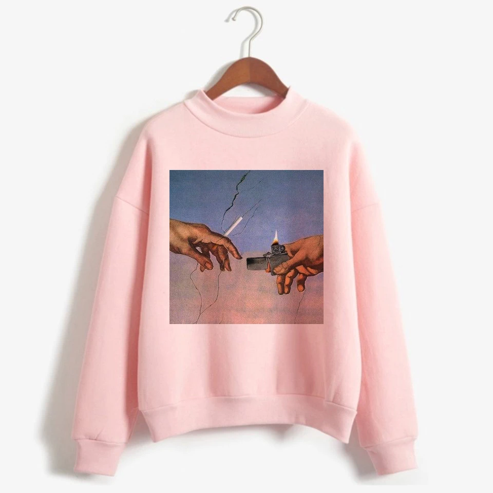 Vaporwave толстовка женская Повседневная Kpop микеланжело шаблон толстовки с капюшоном модные женские пуловеры с длинным рукавом плюс размер