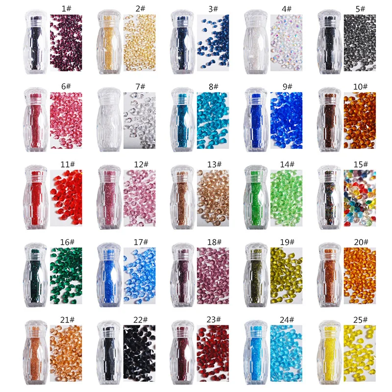 

3000pcs1.1mm Manicure Micro Drill Manicure Transparent Pointed Rhinestone Crystal Sand Bottle Nail Decoration Handmade DIY