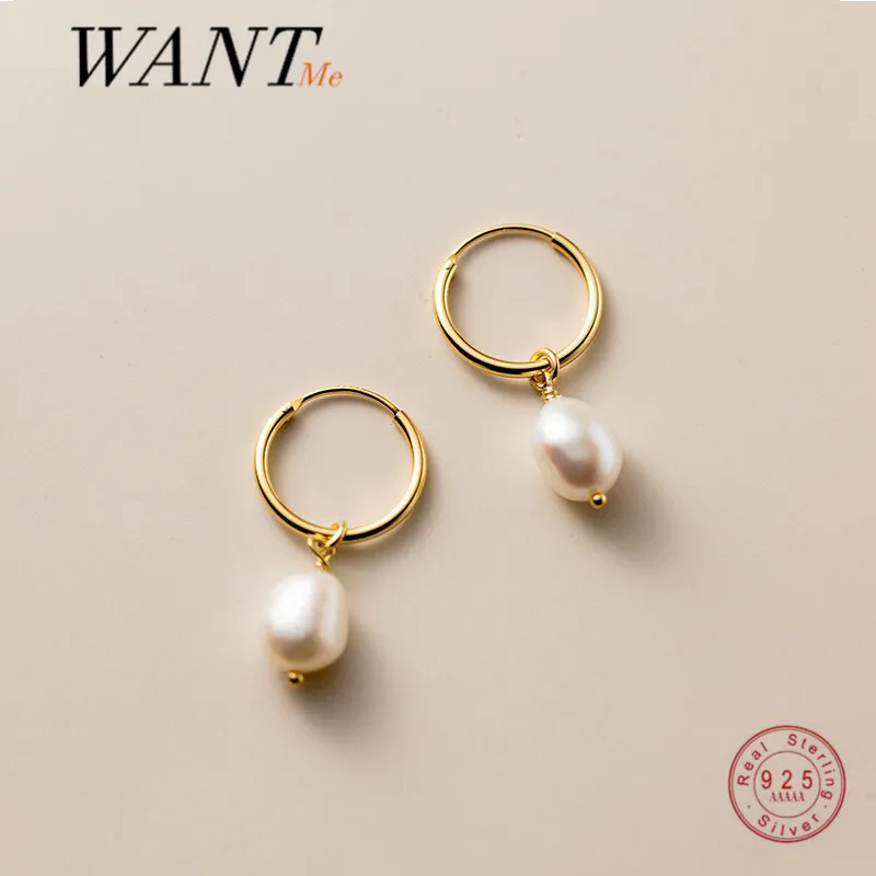 Женские серьги WANTME из 925 серебра пресноводный барочный жемчуг пробы шикарные