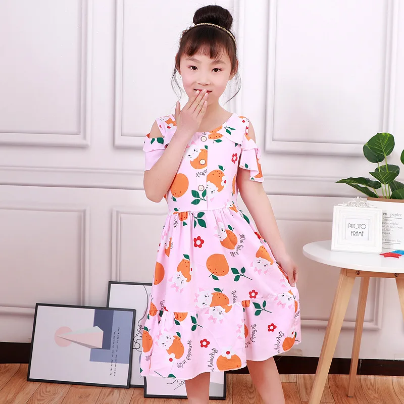 Dress For 4 6 8 9 10 Yrs Girls Bohemian Floral Party Dress Girls Sleeveless Poplin Cotton Kids Dresses Summer Sundress Nightgown satin dress