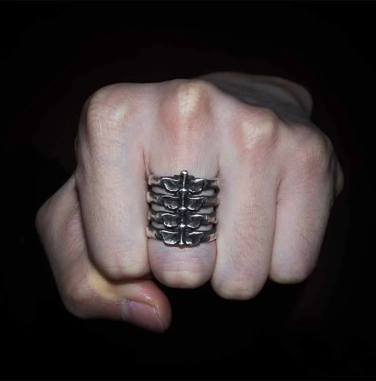 Fashion Popular Creative Rock Hip Hop Retro Simple Fish Bone Men and Women Universal Ring Birthday Gift Party Jewelry