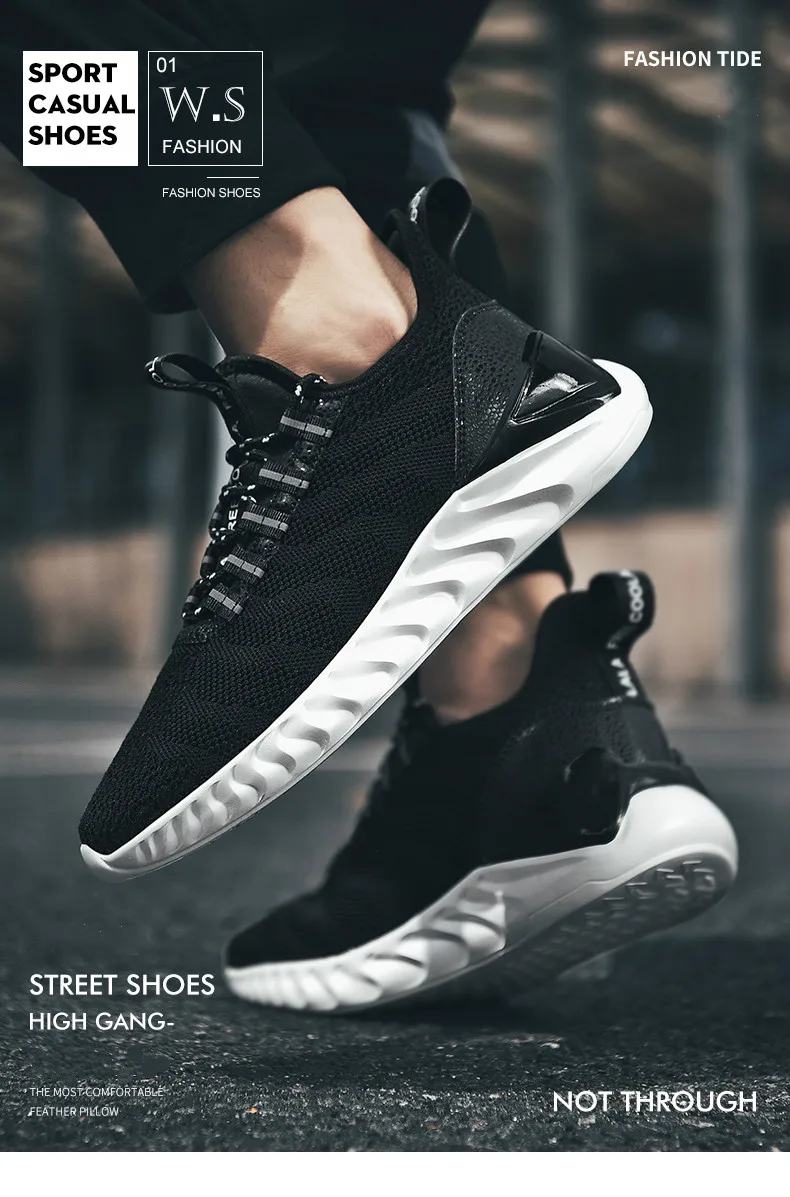 Men Sneakers Plus Size 48 Breathable Fashion Casual Shoes Men Lace-up Flyknit Lightweight Walking Footwear Zapatillas Hombre