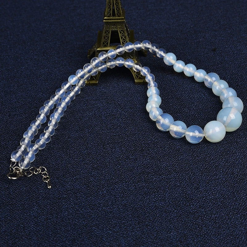 Beautiful transparent crystal opal Tower Necklace Chain Semi-precious Stone 6-14mm beads Craft Jewelry Making 17.5inch | Украшения и