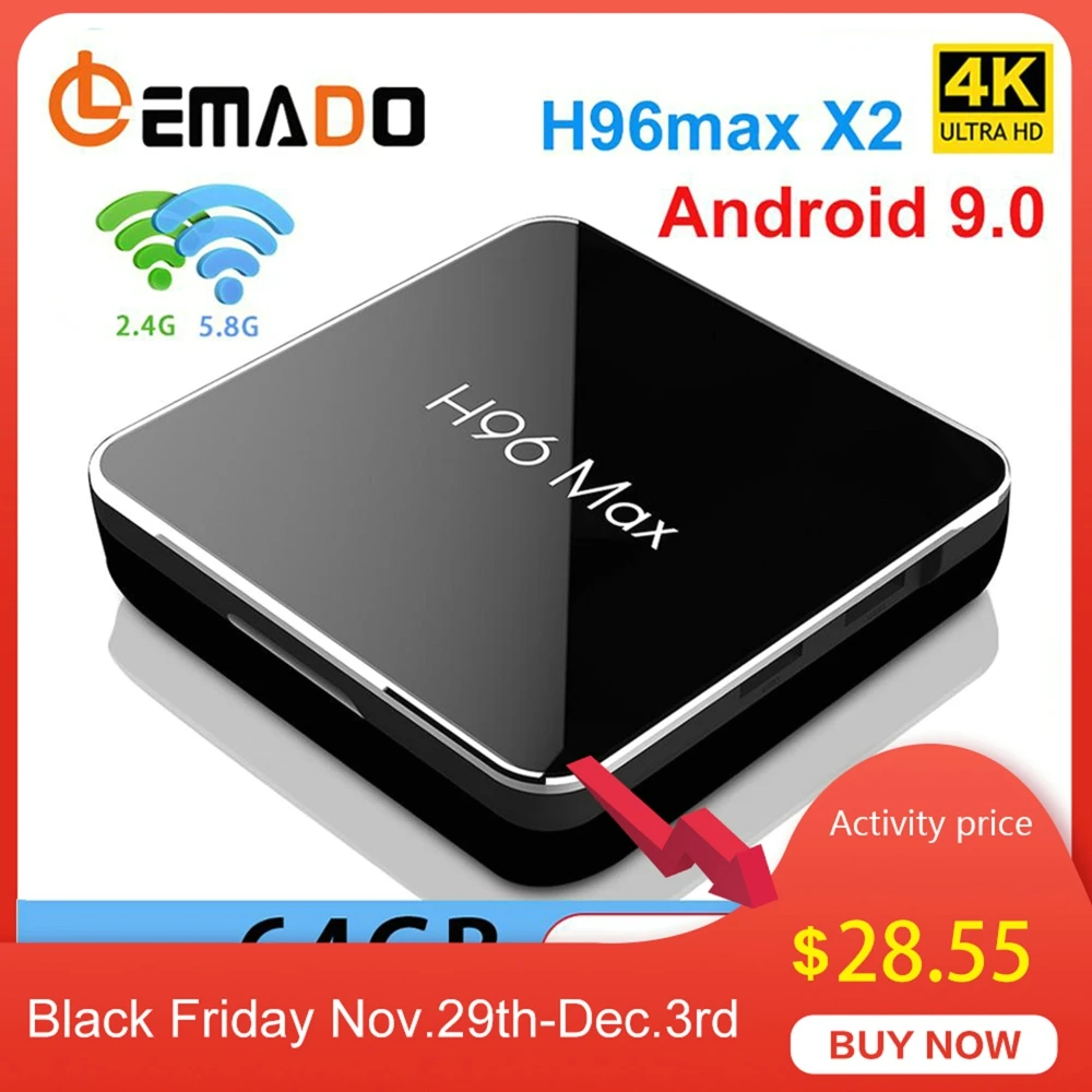 LEMADO H96 MAX X2 tv Box Android 9 0 Amlogic S905X2 поддержка 4K X 2K 60fps HDMI 2 1 Netflix Youtube Smart Box|ТВ-приставки и