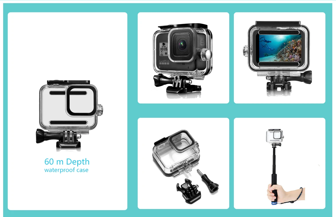 60 м подводный водонепроницаемый чехол для GoPro Hero 8 черный Экшн-камера защитный корпус крышка оболочка рамка для GoPro