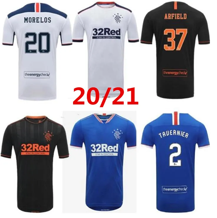 

2020 2021 Glasgow Rangers fc third AWAY Soccer Jerseys 20 21 DEFOE HAGI MORELOS TAVERNIER Rangers white Football Shirts Maillot