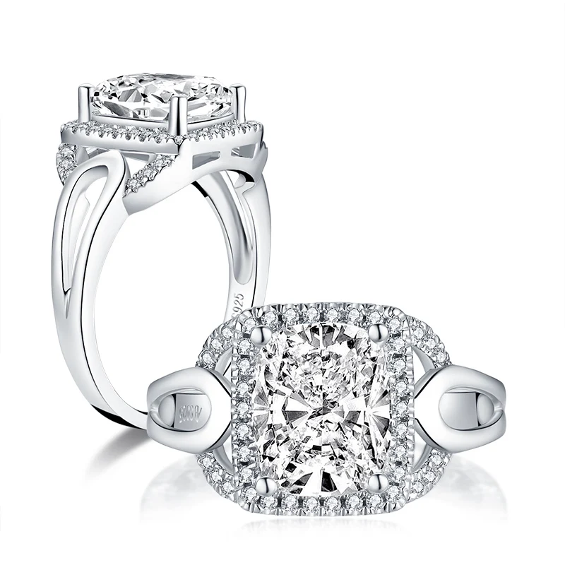 AINUOSHI, 925 пробы, серебро, 3,50 карат огранка кушон, Halo, кольца для помолвки, имитация бриллианта, женские свадебные серебряные кольца, подарки