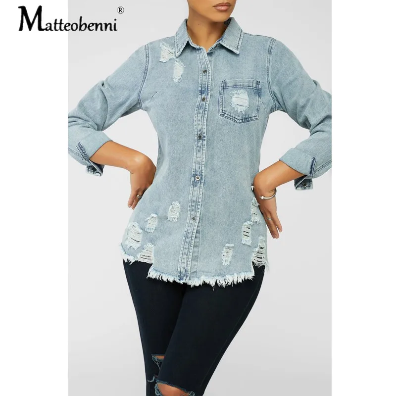 

Женская Осенняя пикантная джинсовая куртка, женские короткие джинсовые куртки с дырками и кисточками, Женская Новая мода 2020, повседневное однотонное пальто с пуговицами и карманами