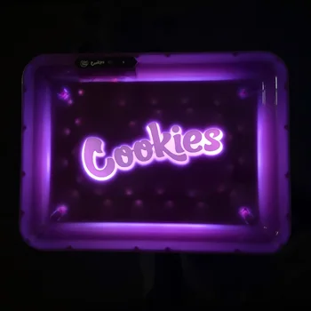 

Glow LED Tray For Smoking Accessories Square cups bars Tobacco Rolling Trays With Handbag Cigarette Box Portable Rechargeable